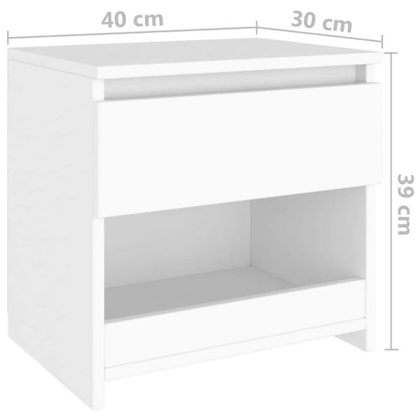 Berkfield Bedside Cabinets 2 pcs White 40x30x39 cm Engineered Wood