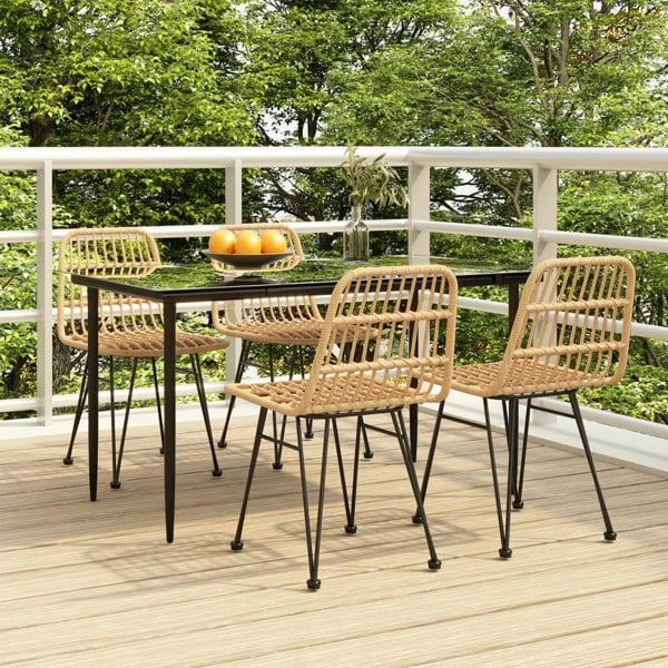 Berkfield 5 Piece Garden Dining Set Poly Rattan