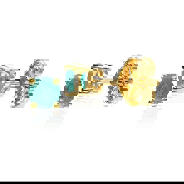 11569 Classic Round Emerald Stud Earrings in 9ct Yellow Gold 3.5mm 3