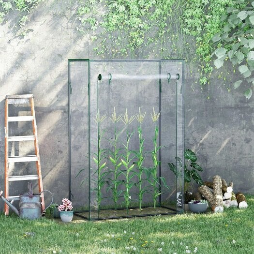 Bobobiy Tomato Greenhouse with Roll-up Door, Mini Greenhouse with PVC Cover, Outdoor Grow House Small Green House, 100 x 50 x 150cm, Transparent