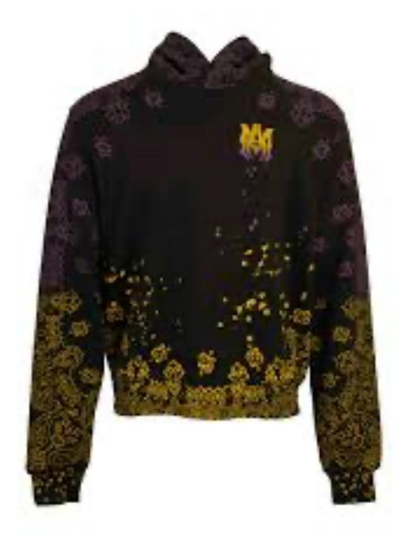 AMIRI BANDANA BLEACH HOODIE PURPLE / YELLOW