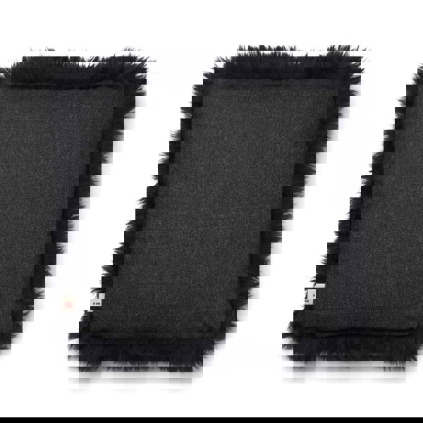 Long-Wool Sheepskin Cushion | 52x52 cm Charcoal/Black