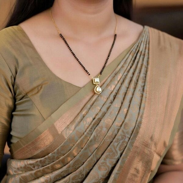 The Colourful Aura Elegant Twin-Pendant Gold Plated Zircon Mangalsutra Necklace