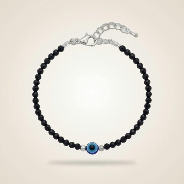 The Colourful Aura Kids Nazaria Evil Eye Black Beaded Bracelet/Anklet