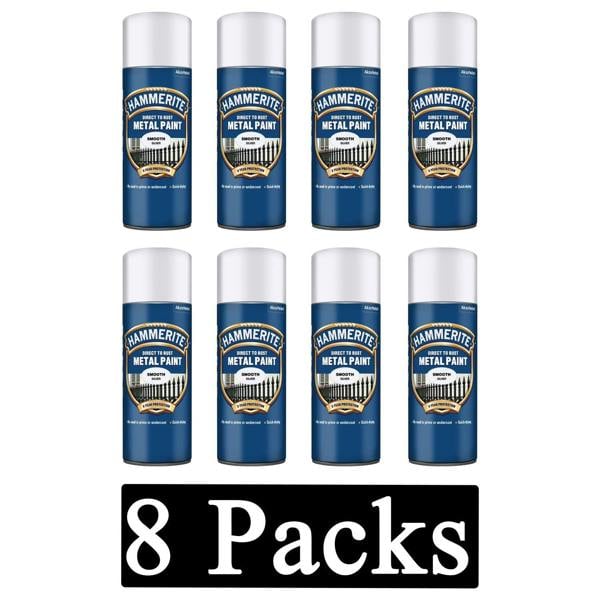 Hammerite 8X Hammerite Smooth Silver Spray Paint 400ml