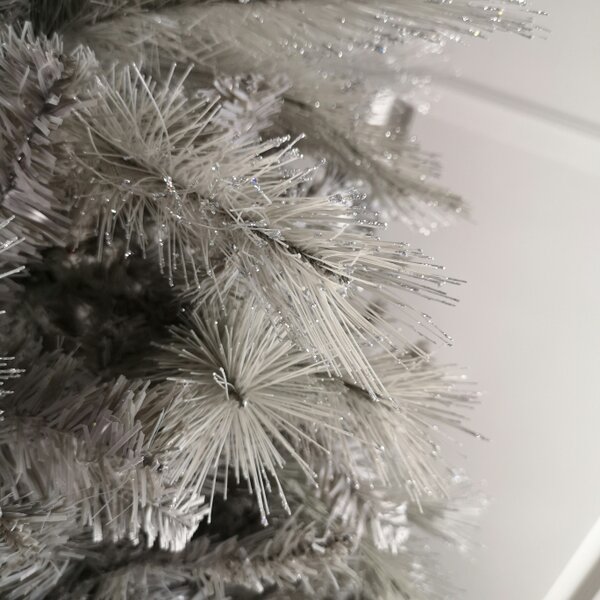 Samuel Alexander 2.1m (7ft) Silver Glitter Tip Fir Festive Christmas Tree in Grey PVC