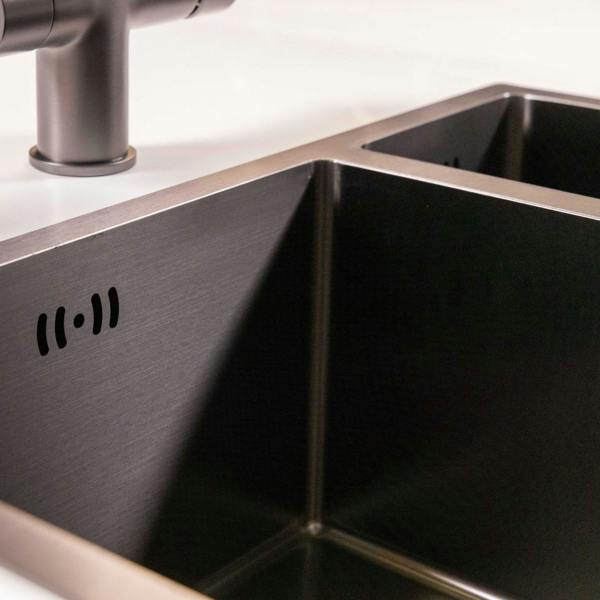 Flode Möckeln | 1.5 Bowl Stainless Steel Kitchen Sink | Inset or Undermounted | Strainer Wastes Supplied | Gun Metal Finish