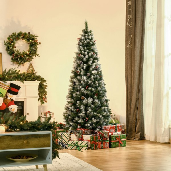 HOMCOM 5FT Artificial Christmas Tree Xmas Indoor Decoration w/ Pinecone
