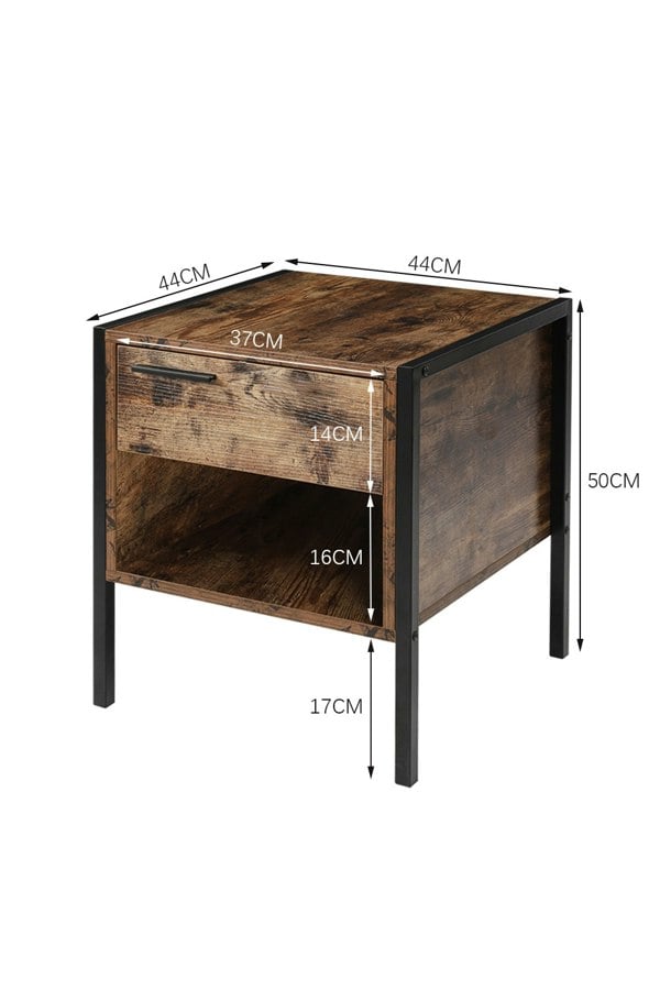 Living and Home Retro Industrial-style Bedside Table
