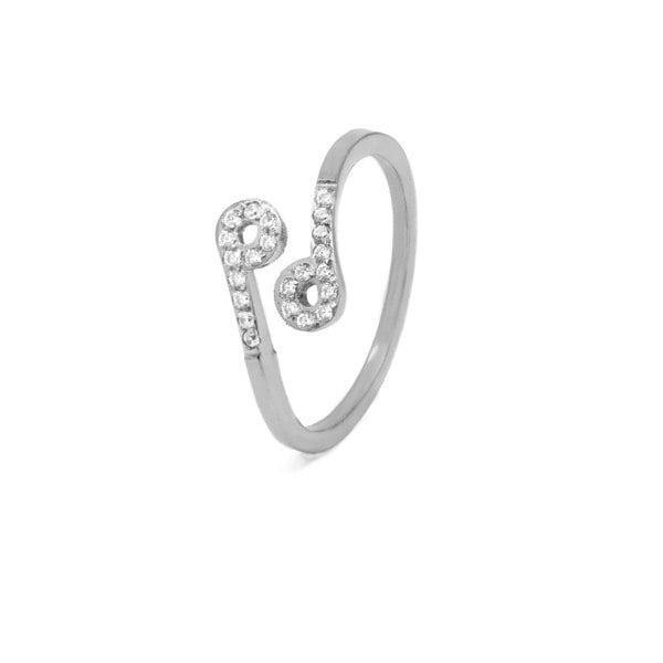 Say It With Cancer Ring with CZ Stones - Silver Plated