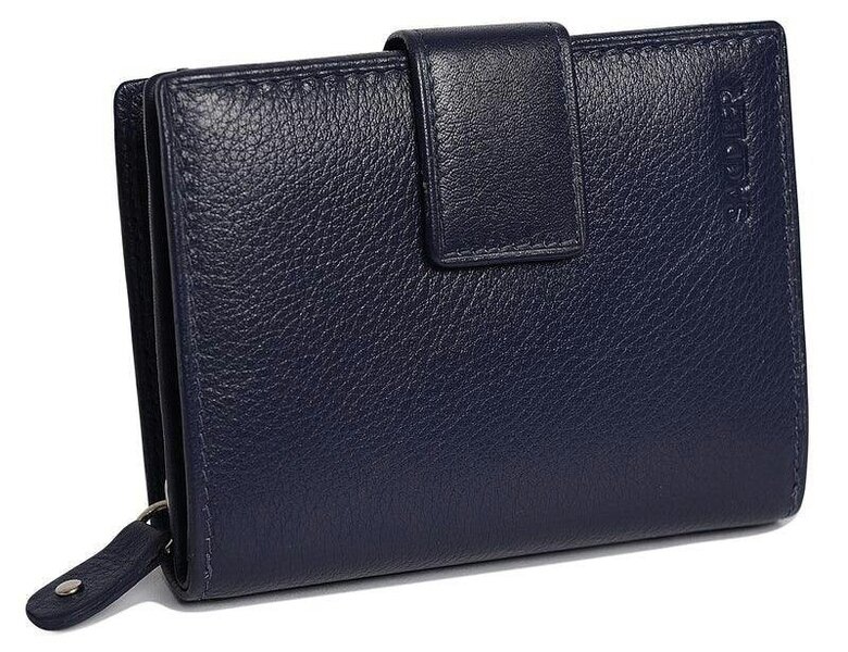 SADDLER EMILY Handmade Leather Mid-Size Wallet – RFID Protected | 10 Card Slots, Secure Tab Closure & Zipped Coin Pocket | Gift Boxed - Peacoat Blue