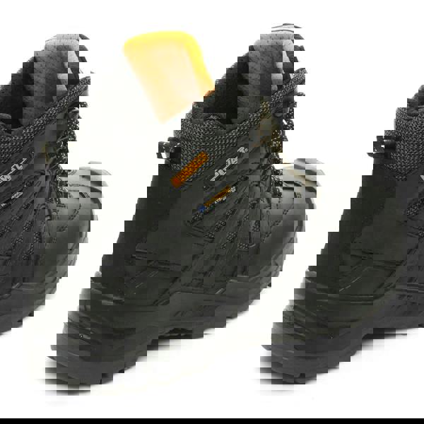 DeWalt Murray Mens Lace Up Safety Work Steel Toe/Midsole S7 Ankle Boots, black leather safety work boots with steel toe, mesh lining, lace-up closure, and slip-resistant rubber sole.