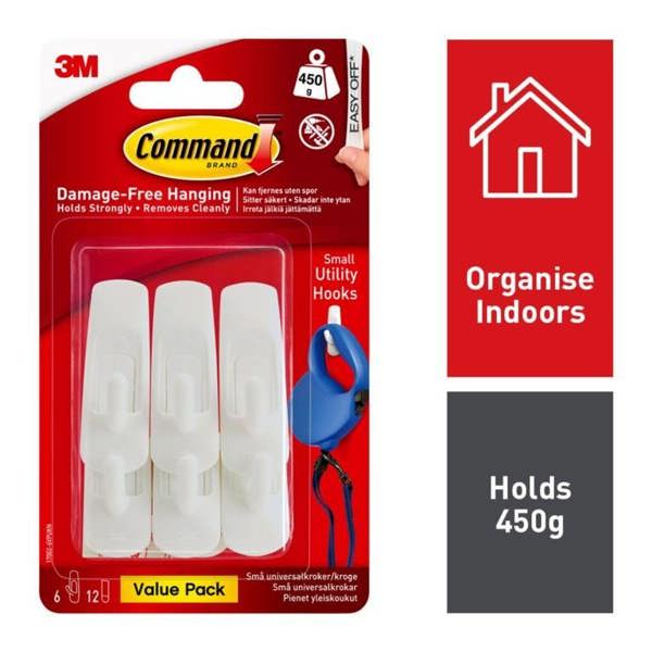 Command Stick On Hook (Pack of 18) - White