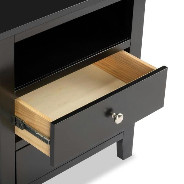 Statement Furniture Brooklyn Modern Bedside Table with Drawers and Shelf Assembled