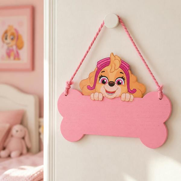 Widdop & Co Paw Patrol Skye Wooden Hanging Plaque Pink