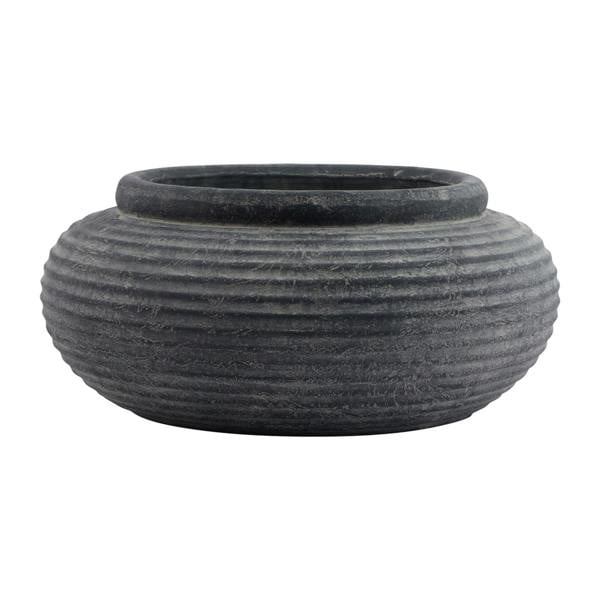 Hill Interiors Amalfi Ribbed Round Planter - Grey - 