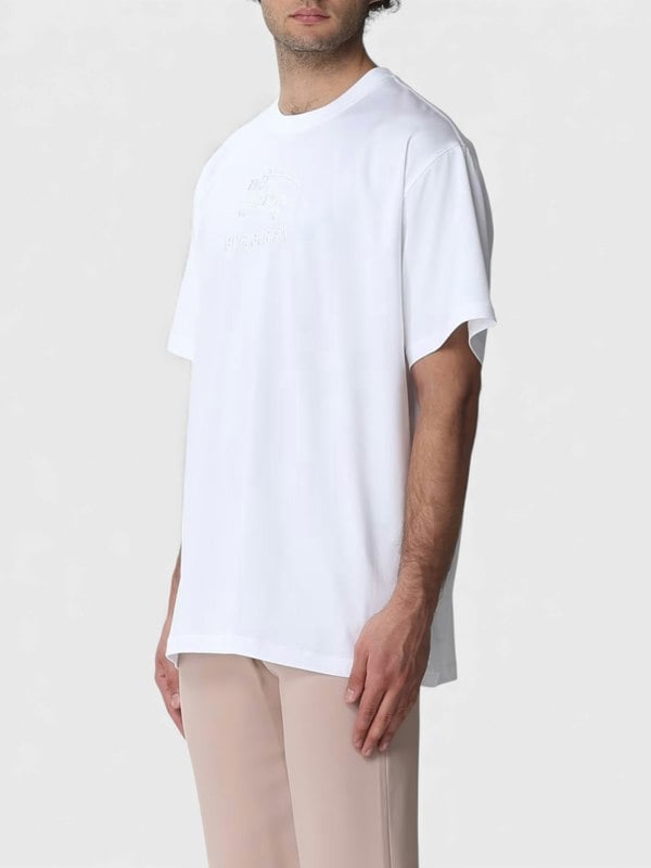Burberry Embroidered Cotton T Shirt White
