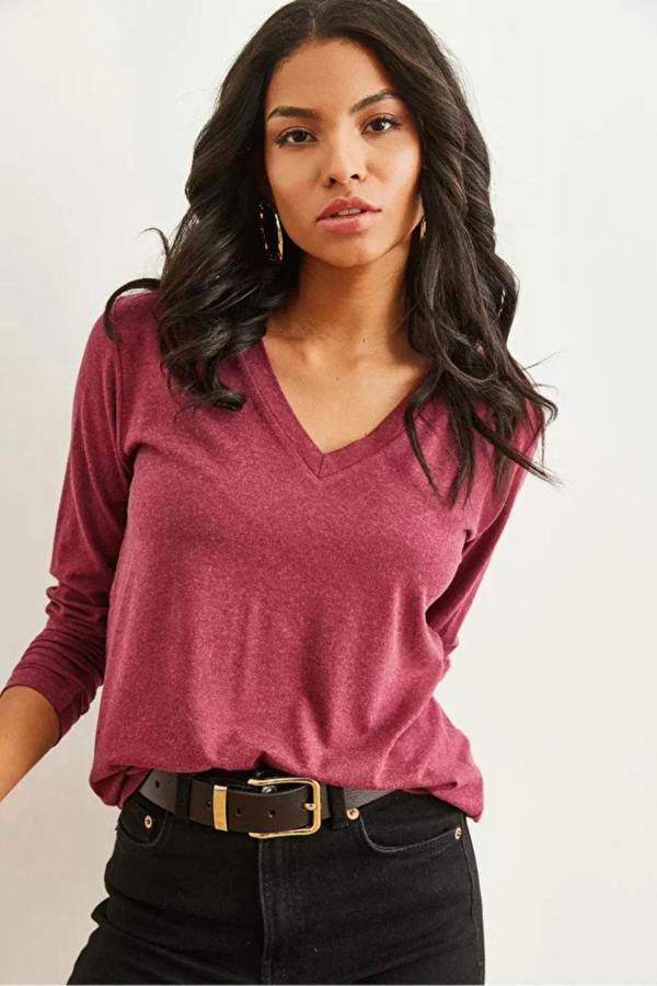 Hoxton Gal V-Neck Wool-Viscose Draped Sweater