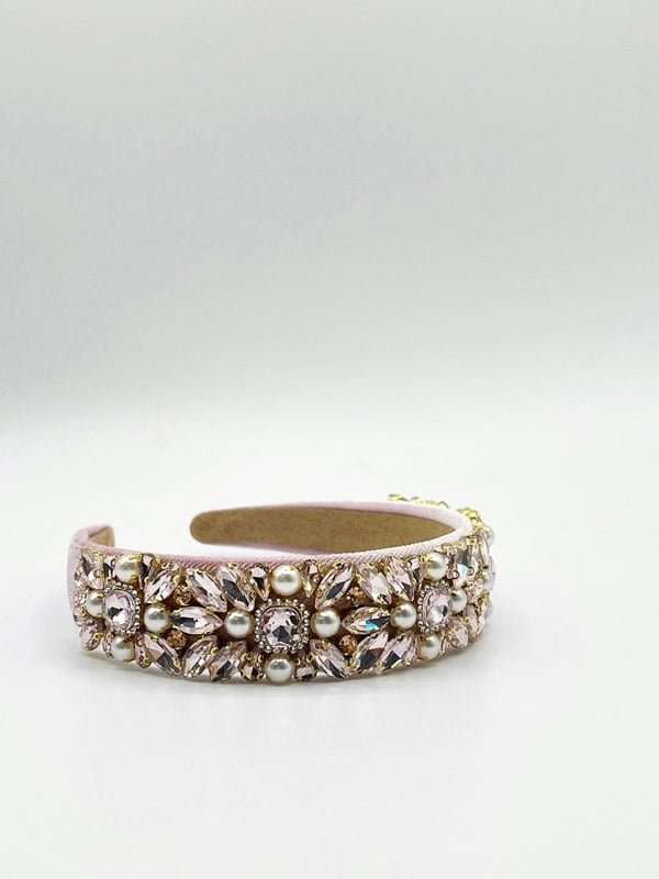 SVNX Embellished Crystal Headband In Pink