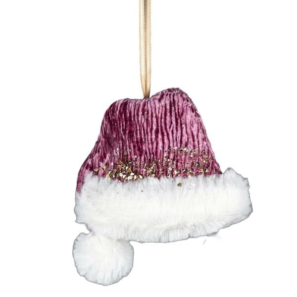 13x12cm Pink Santa Hat Christmas Hanging Decoration with Hanging Loop for Trees, Wreaths and Garlands image 7