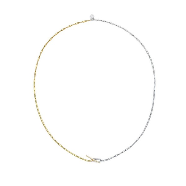 Gold Trip Two Tone Paperclip Toggle Necklace