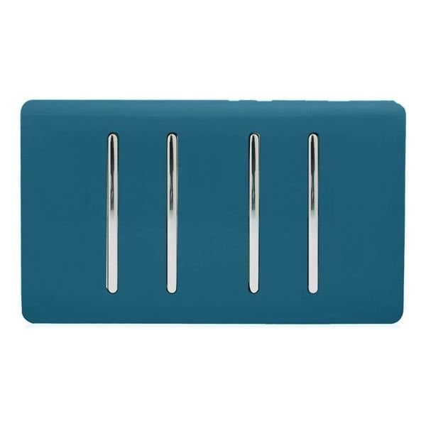 Trendi Switch 4 Gang 1 or 2 Way Light Switch in Midnight Blue