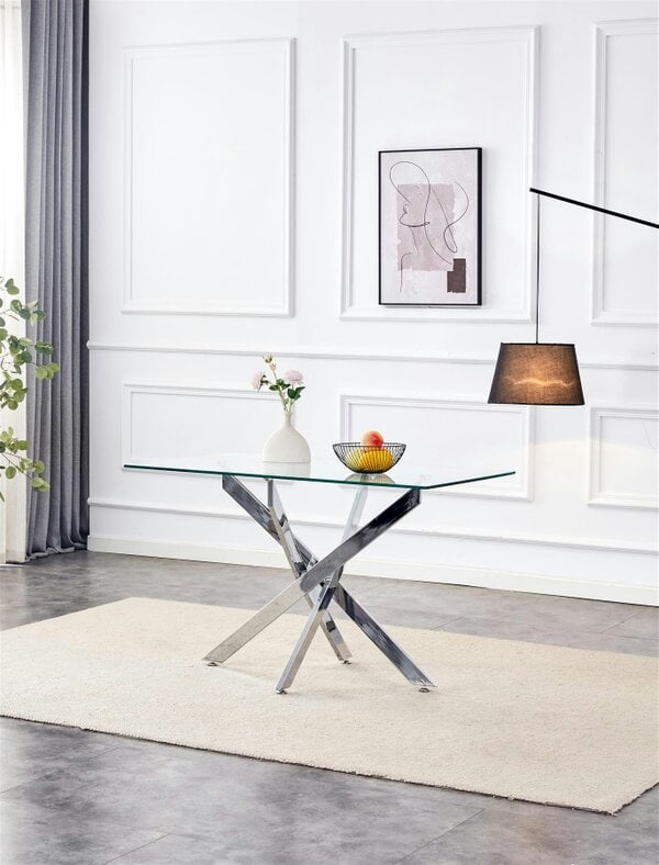 Kosy Koala Dining Table and 4 Chairs Rectangle Glass Table 4 Black Velvet Chairs Dining Set