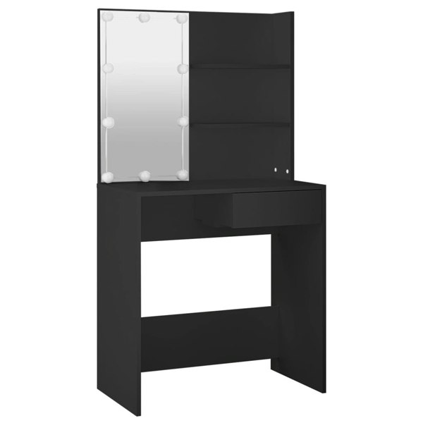 Berkfield Dressing Table with LED Black 74.5x40x141 cm