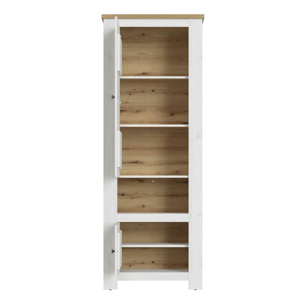 Wyld Haus Tipsyfern White and Natural Oak Wood 2 Door Cabinet