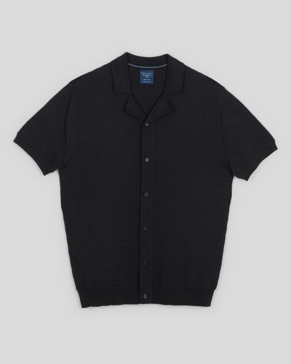 Steel & Jelly Aldgate - Chevron Textured Knitted Short Sleeve Shirt