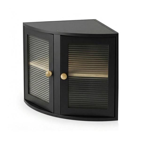 Toque Bread Bin  Corner Bread Bin for Kitchen  Double-Layer Bamboo Box  Black