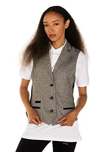 TruClothing Womens Tweed 1920s Herringbone Light Grey Waistcoat