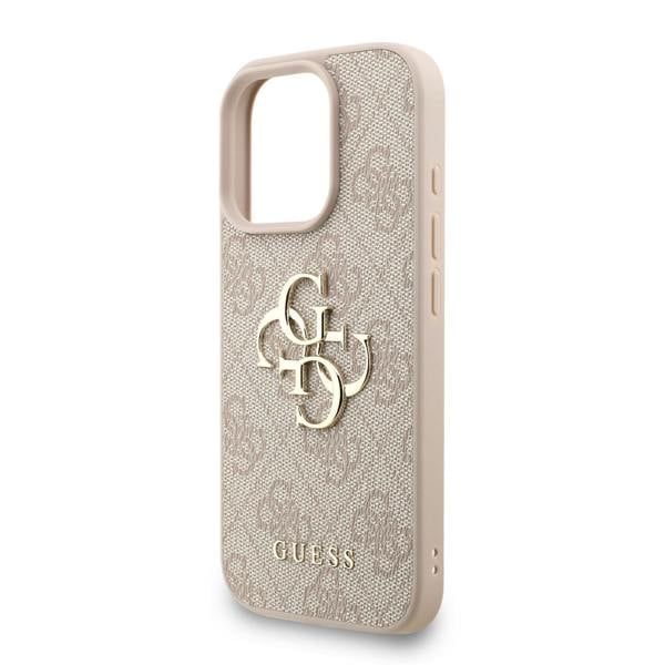 Guess PU 4G Metal Logo and Pearl Strap Case with MagSafe for iPhone 16 Pro Max 6.9" Pink - GUHCP16XP4GMGSP