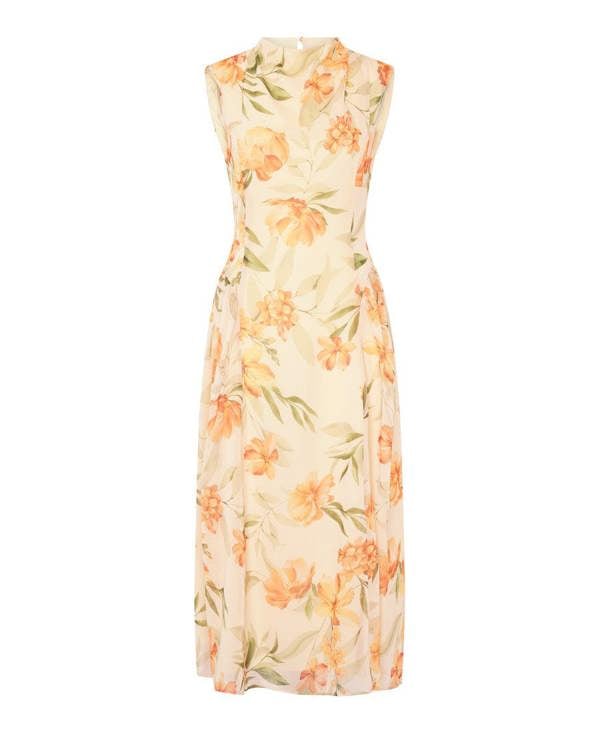 Needs No Label Yellow Floral Midaxi Dress
