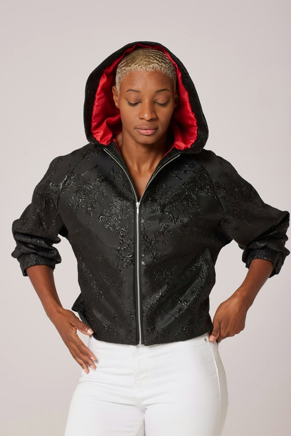 Lioness by TF The Black Embossed flowery Hoodie