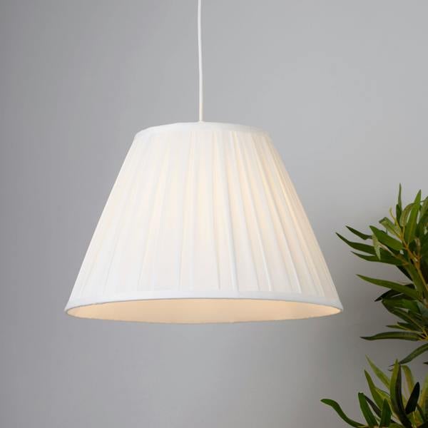 TAPER PLEAT SILK SHADE 40CM WHITE
