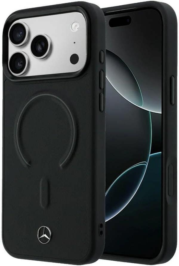 Mercedes Benz Leather Case with 3D MagSafe for iPhone 17 Pro 6.3" Black - MEHMP17L25PEMMOK