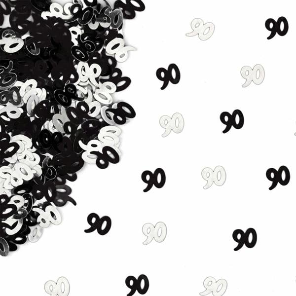 90th Birthday Black and Silver Foil Confetti Family Pack for Table Decoration image 3