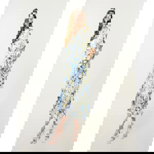 Blue Vanilla Short Sleeve Wrap Pleat Dress