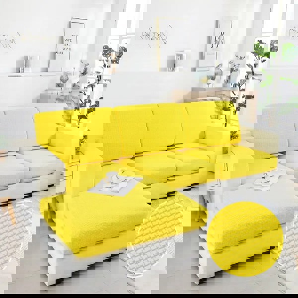 Anyhouz Anyseat Sofa Cover Yellow Polyester Thick Stretchable Cushion For Living Room 1Pc Enlarge Size 160-185cmx85-105cm