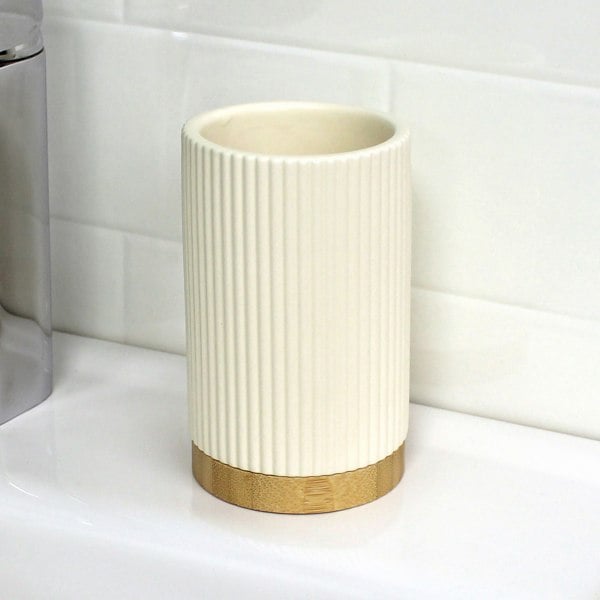 Showerdrape Bondi Cream Ceramic Bathroom Tumbler