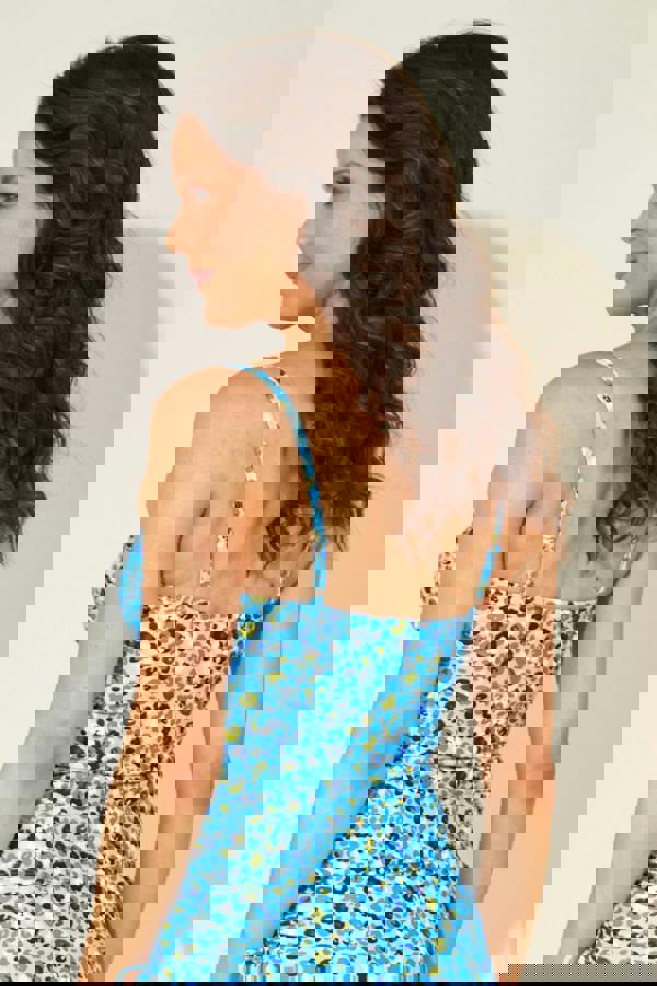 Blue Leopard Side Tie Tankini Top