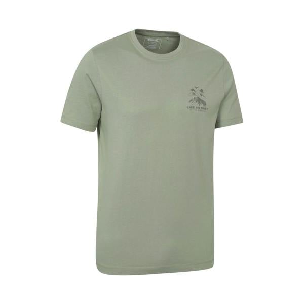 Mountain Warehouse Mens Lake District Back Print Short-Sleeved T-Shirt - Khaki Green - 