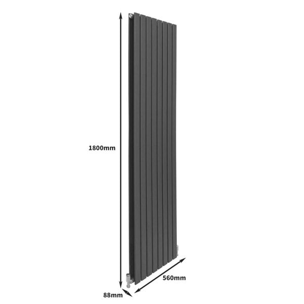 Designer Flat Panel Radiator - Anthracite Grey (1800mm x 560mm)