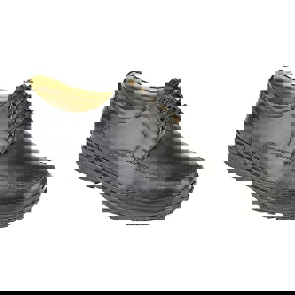 Roamers Mens Leather Wide Fit 4 Eye Deluxe Casual Shoes - Black