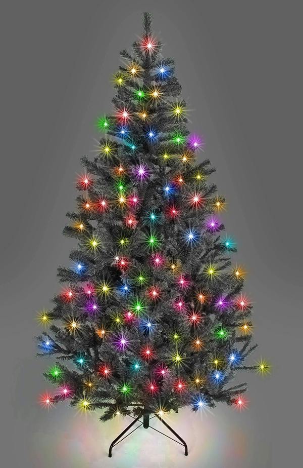 Shatchi 5ft to 7ft Pre-Lit Artificial Christmas Trees with Multicolour LEDs, PVC and Metal Stand