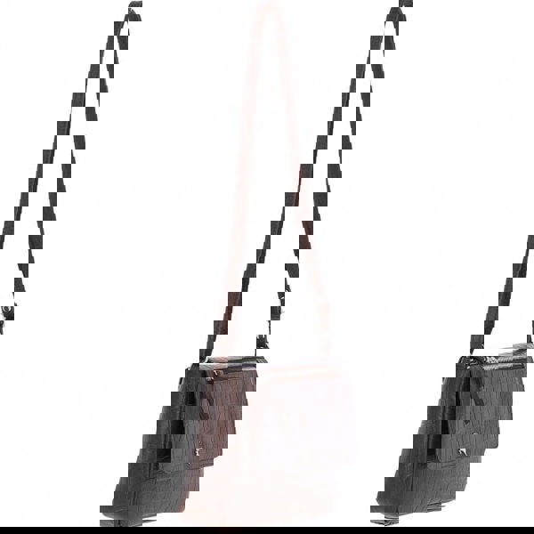 Ashwood Valentina Flap Over Croc Print Real Leather Shoulder Bag: MC5