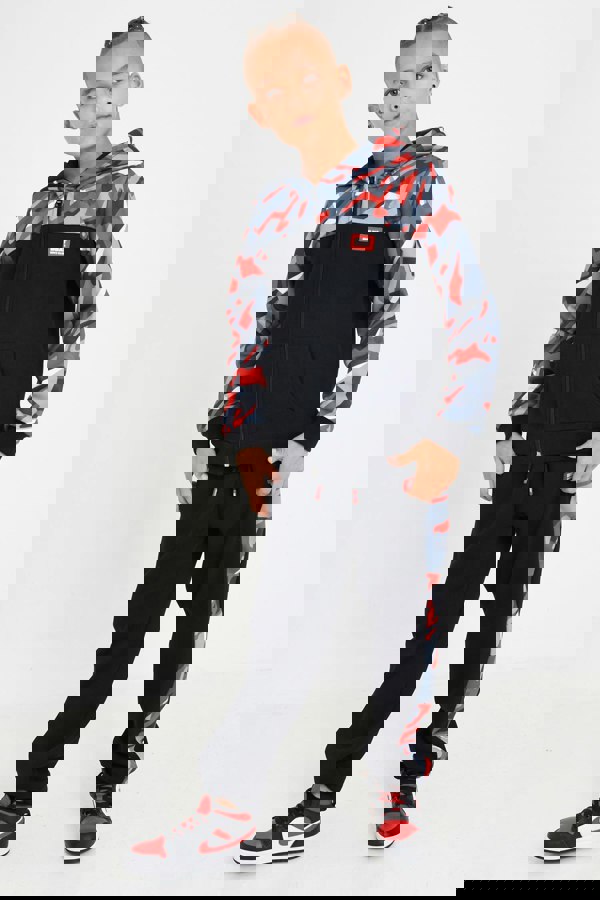 Beat Boyz Club Screen Zip Through Hoodie and Jogger Set - Red Geo