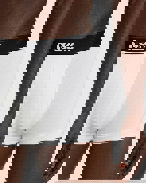 BOSS Orange 3-Pack Mens Stretch-Cotton Trunks with Logo Waistbands - White/Grey/Black 999