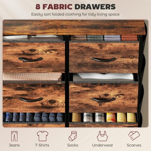 Wyld Haus Nive Fabric And Metal Rustic Brown 8 Drawer Storage Chest